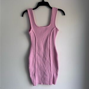 Elegant Pink Ribbed Mini Dress